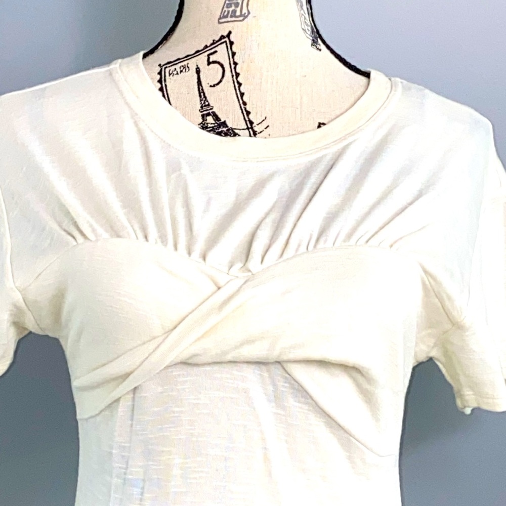 Chaser Ivory Gathered Tee